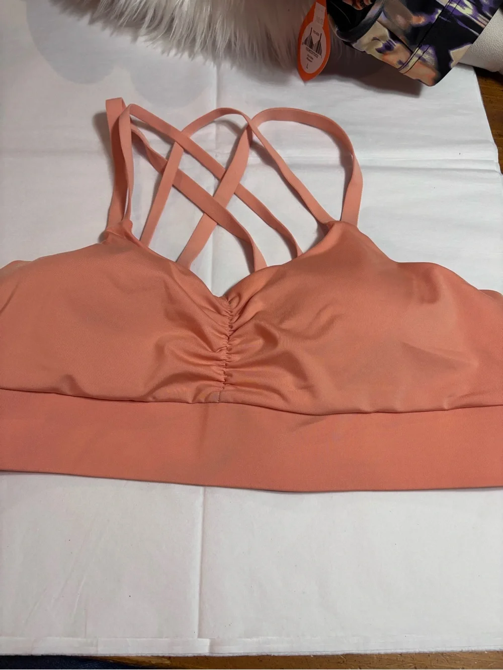 Peach Halter Ruched Sports Bra - Women Intimates & Sleepwear - Picture 4 of 7